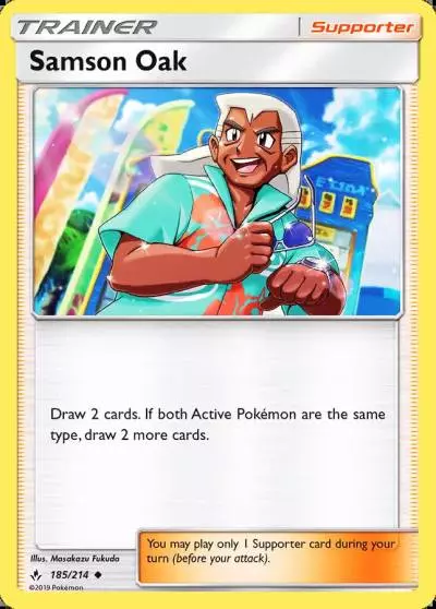 Samson Oak 185/214 Unbroken Bonds Pokemon card