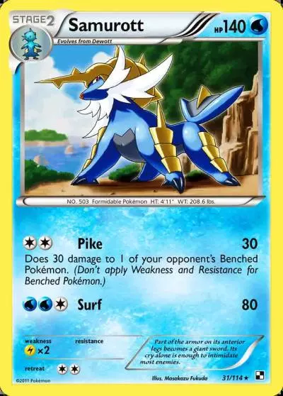 Samurott 31/114 Black & White Pokemon card
