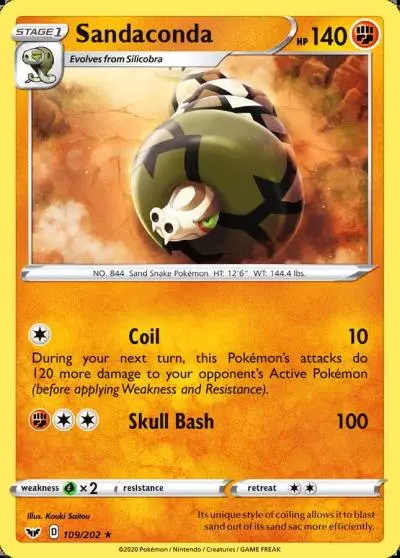 Sandaconda 109/202 Sword & Shield Pokemon card