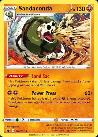 Sandaconda 110/202 Sword & Shield Pokemon card