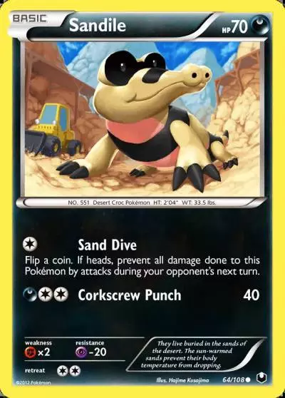 Sandile 64/108 Dark Explorers Pokemon card