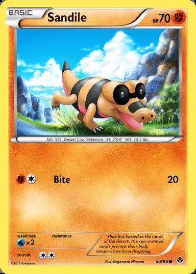 Sandile 60/98 Emerging Powers Pokemon card