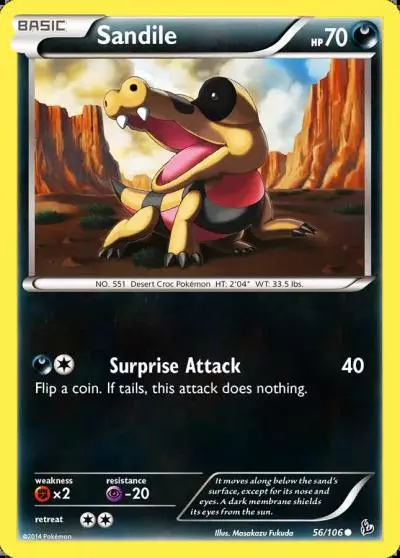 Sandile 56/106 Flashfire Pokemon card