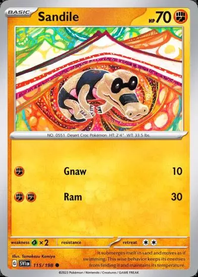 Sandile 115/198 Scarlet & Violet Pokemon card