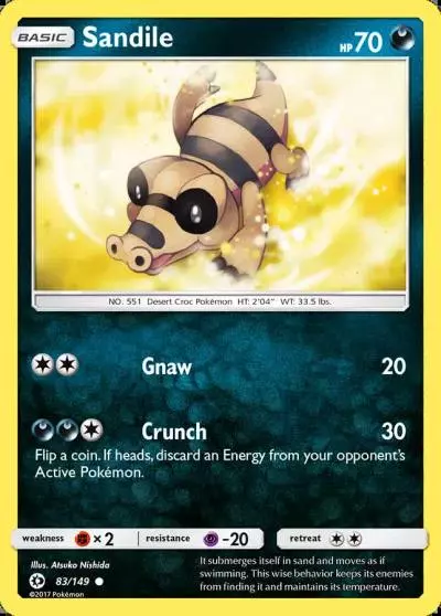 Sandile 83/149 Sun & Moon Pokemon card
