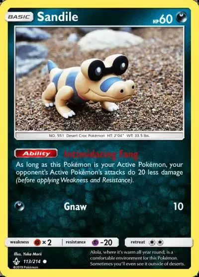 Sandile 113/214 Unbroken Bonds Pokemon card