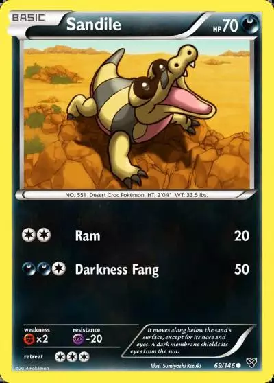 Sandile 69/146 XY Pokemon card