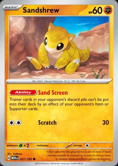Sandshrew 27/165 151 Pokemon card