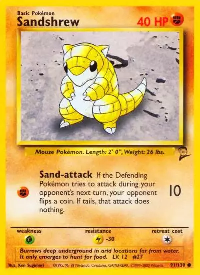 Sandshrew 91/130 Base Set 2 Pokemon card