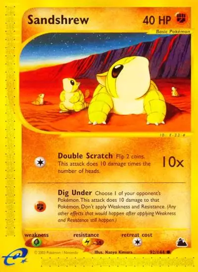 Sandshrew 92/144 Skyridge Pokemon card