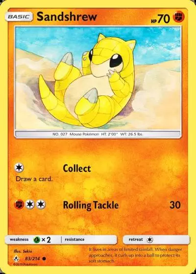 Sandshrew 83/214 Unbroken Bonds Pokemon card