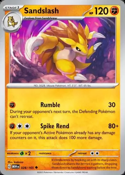 Sandslash 28/165 151 Pokemon card