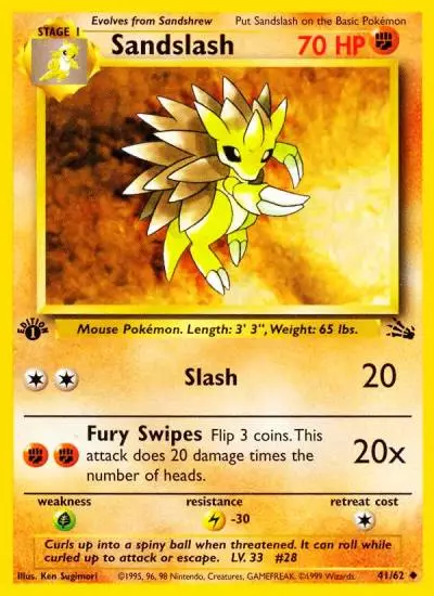 Sandslash 41/62 Fossil Pokemon card