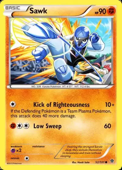 Sawk 52/101 Plasma Blast Pokemon card