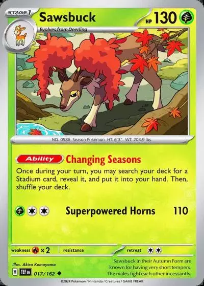 Sawsbuck 17/162 Temporal Forces Pokemon card