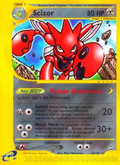 Scizor 32/147 Aquapolis Pokemon card