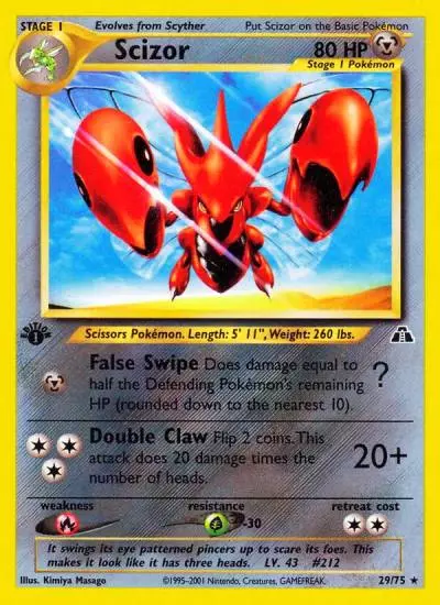 Scizor 29/75 Neo Discovery Pokemon card