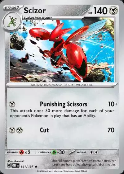 Scizor 141/197 Obsidian Flames Pokemon card
