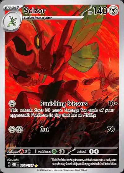 Scizor 205/197 Obsidian Flames Pokemon card