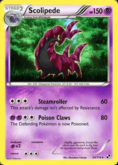 Scolipede 54/114 Black & White Pokemon card