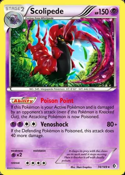 Scolipede 74/149 Boundaries Crossed Pokemon card