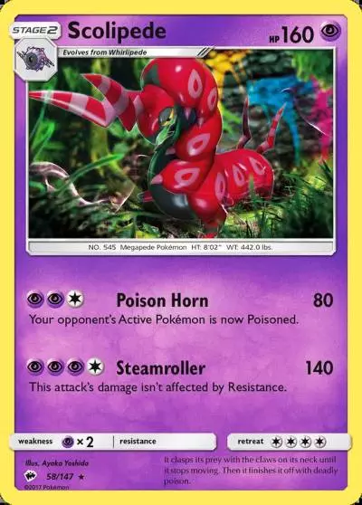 Scolipede 58/147 Burning Shadows Pokemon card