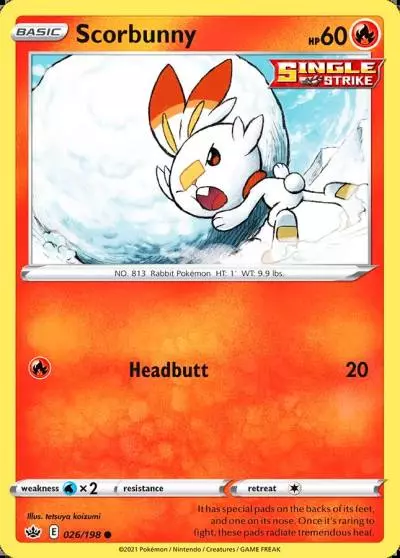 Scorbunny 26/198 Chilling Reign Pokemon card