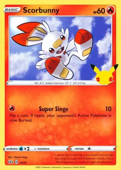 Scorbunny 16/25 McDonald's Collection 2021 Pokemon card