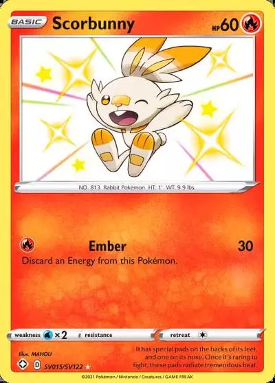 Scorbunny SV015/122 Shining Fates Shiny Vault Pokemon card