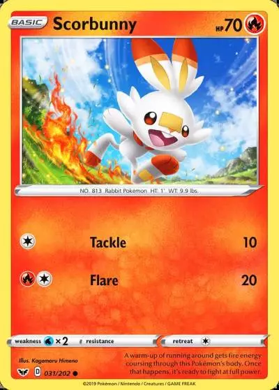 Scorbunny 31/202 Sword & Shield Pokemon card