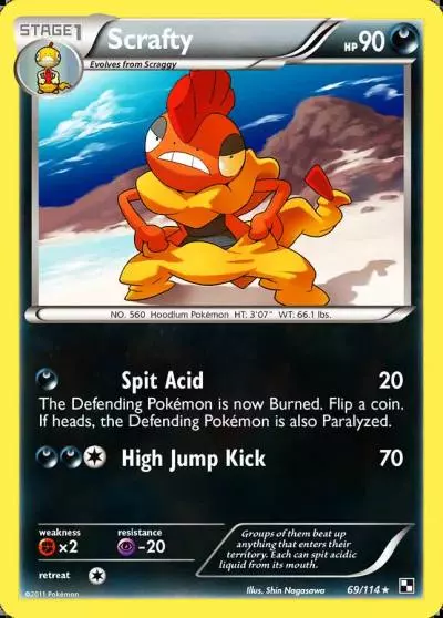 Scrafty 69/114 Black & White Pokemon card