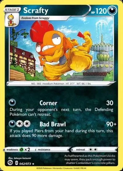 Scrafty 42/73 Champion's Path Pokemon card