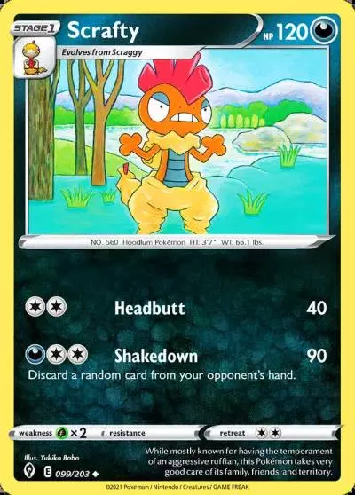 Scrafty 99/203 Evolving Skies Pokemon card