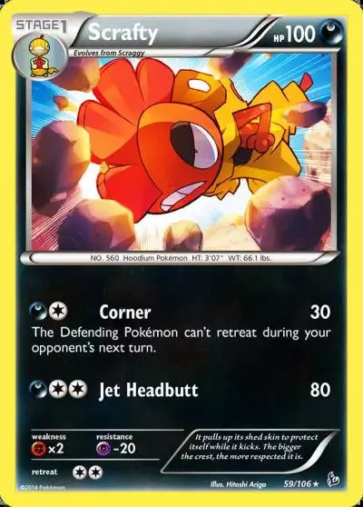 Scrafty 59/106 Flashfire Pokemon card
