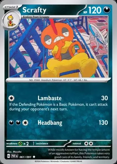 Scrafty 61/91 Paldean Fates Pokemon card