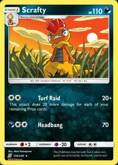 Scrafty 138/236 Unified Minds Pokemon card