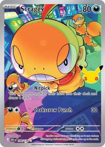 Scraggy 140/128 30th Celebration Pokemon card