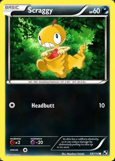 Scraggy 68/114 Black & White Pokemon card