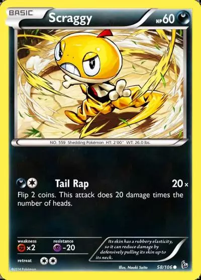 Scraggy 58/106 Flashfire Pokemon card