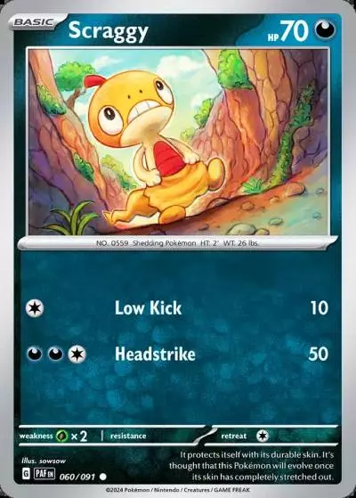 Scraggy 60/91 Paldean Fates Pokemon card