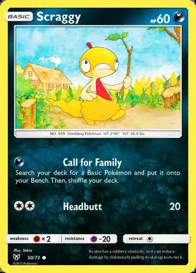 Scraggy 50/73 Shining Legends Pokemon card