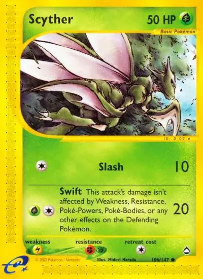 Scyther 106/147 Aquapolis Pokemon card
