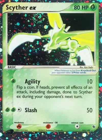 Scyther ex 102/109 Ruby & Sapphire Pokemon card