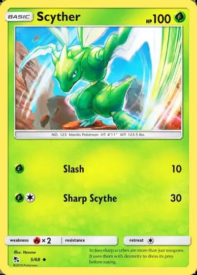 Scyther 5/68 Hidden Fates Pokemon card