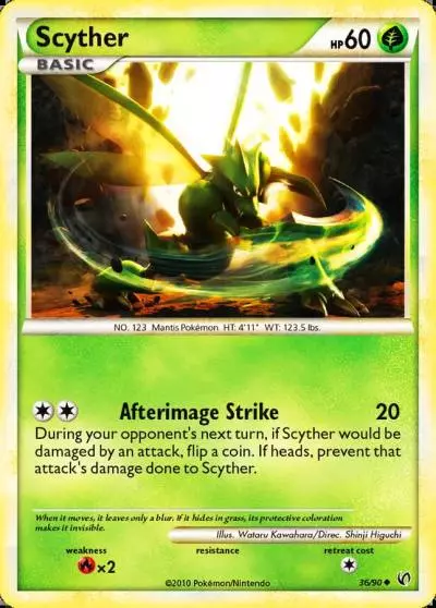 Scyther 36/90 HS—Undaunted Pokemon card