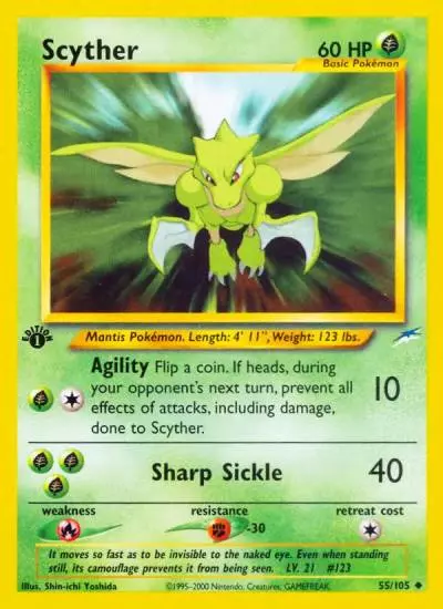 Scyther 55/105 Neo Destiny Pokemon card