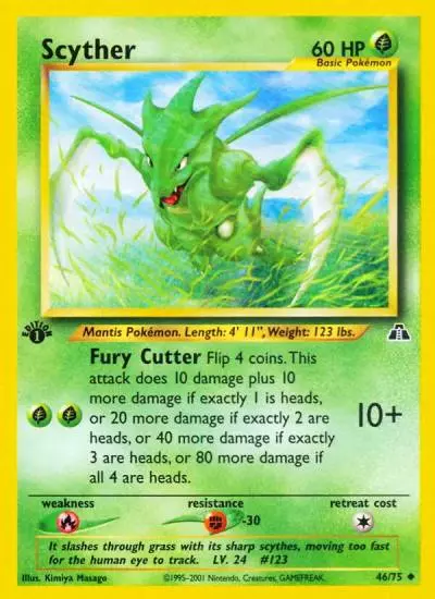 Scyther 46/75 Neo Discovery Pokemon card