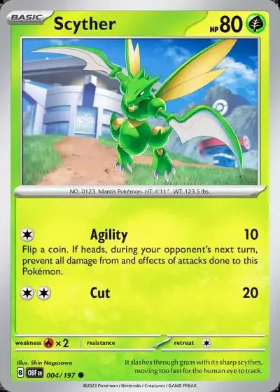 Scyther 4/197 Obsidian Flames Pokemon card