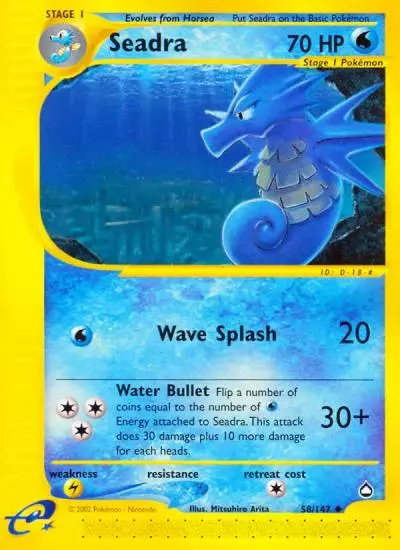 Seadra 58/147 Aquapolis Pokemon card