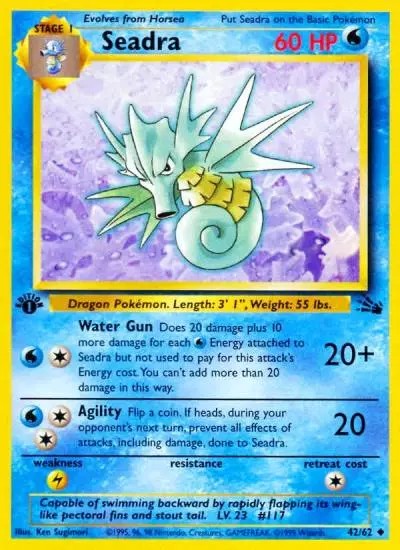 Seadra 42/62 Fossil Pokemon card